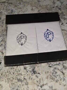 NEW 2 Christian Dior Monogrammed Handkerchiefs "P"